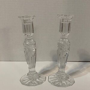 Pair of Waterford Crystal Prentiss vintage candle holders.